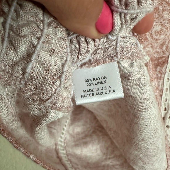 MISA Los Angeles Pink Linen Eyelet Nilu Crop Top in Washed Tile Size Small - Picture 5 of 6